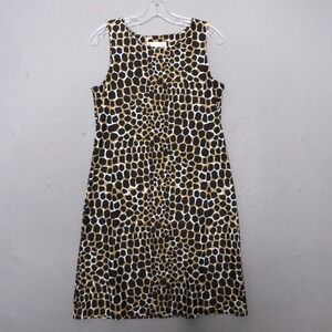 Jude Connally Dress Medium Shift Animal Print Giraffe Cheetah Sleeveless Stretch